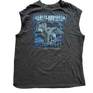 HARLEY DAVIDSON x Womens Mens Black‎ Sleeveless BIker Grunge Tee Moto l SZ XL
